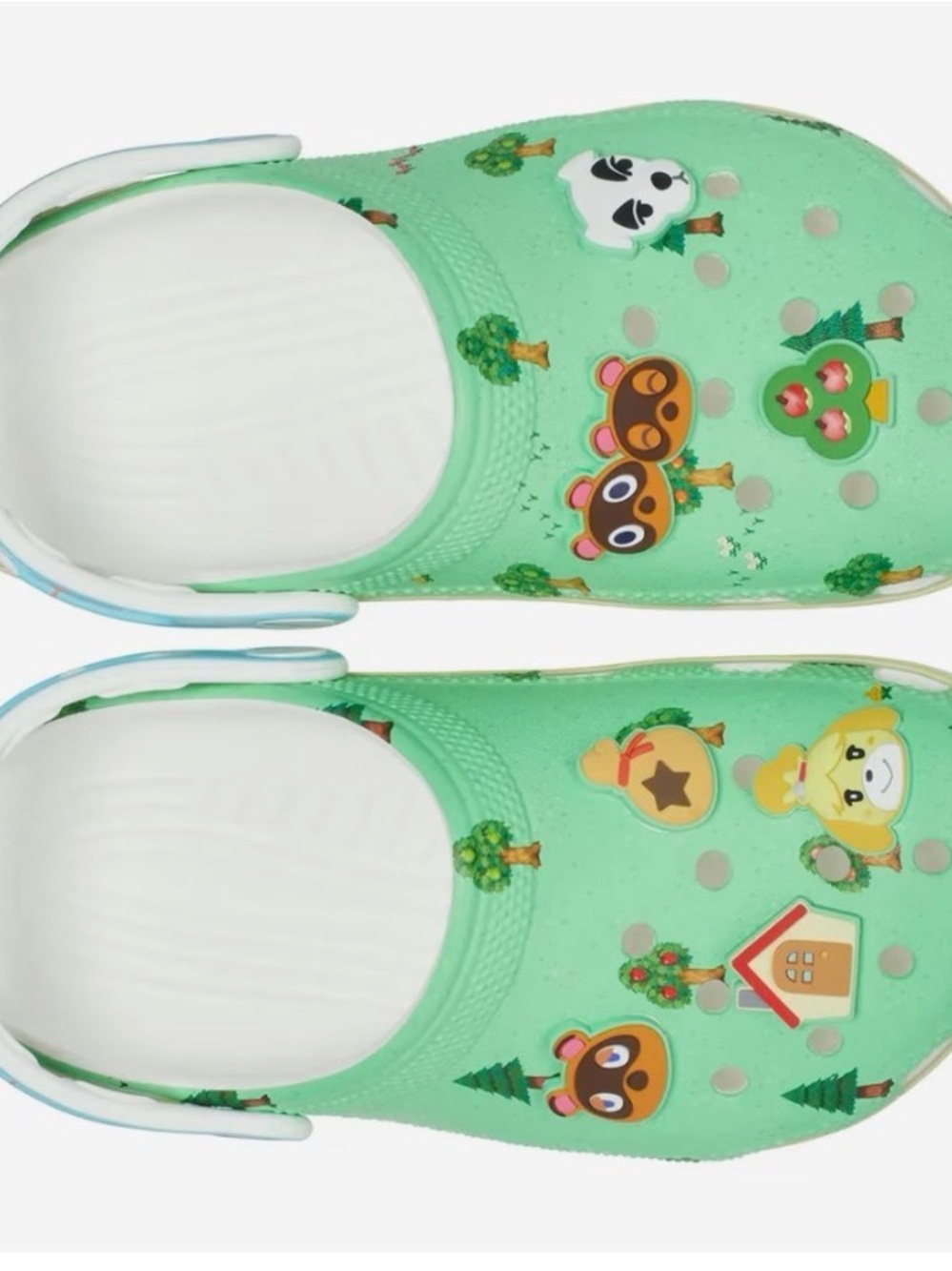 CROCS Kids Green Blue White Animal Crossing Clog Shoes - Picture 7 of 8